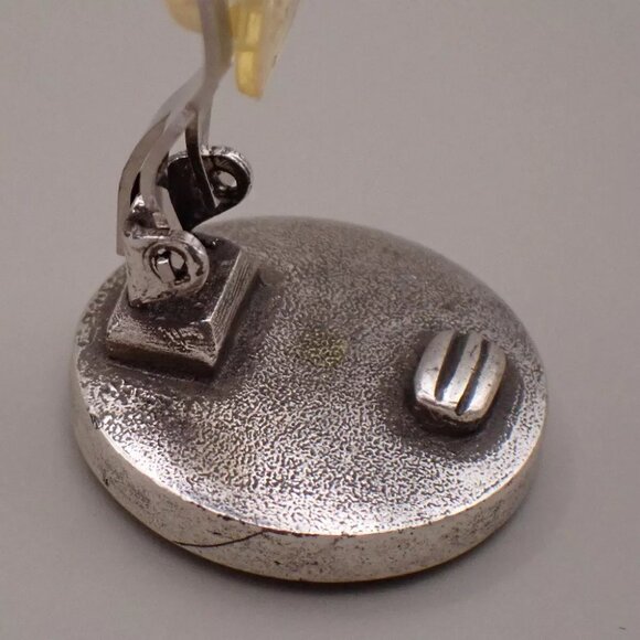 CHANEL Logo Round Button Earrings 99P Clip-On Silver Vintage Accessory 31RJ797 - Picture 6 of 10